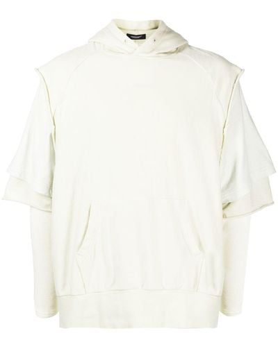 Undercover Layered-sleeve Cotton Hoodie - White