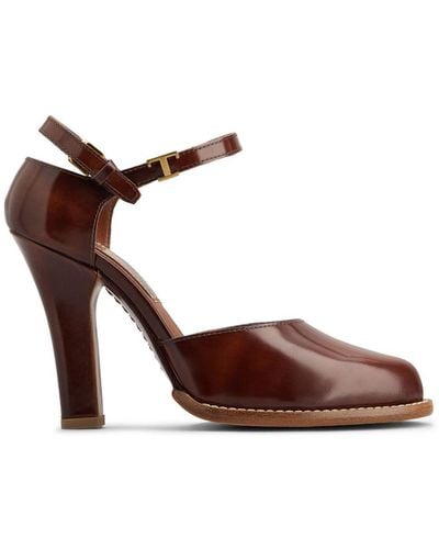 Tod's Logo-plaque Leather Court Shoes - Brown