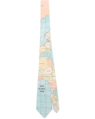 Olympiah Corbata con estampado World Map - Azul