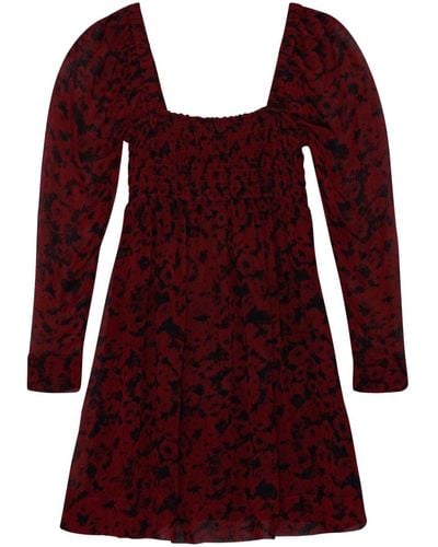 Ganni Mini-jurk Met Vierkante Hals - Rood