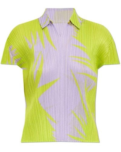 Pleats Please Issey Miyake Top Piquant con stampa - Giallo
