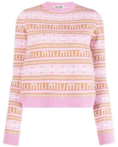 Miu Miu Intarsien-Pullover - Pink