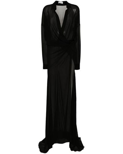 Monot Vestido camisero largo translúcido - Negro