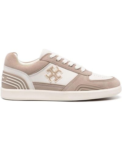 Tory Burch Clover Court Paneled Suede Sneakers - Pink
