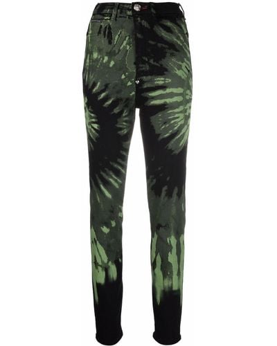 Philipp Plein Skinny-Jeans mit Batikmuster - Grün