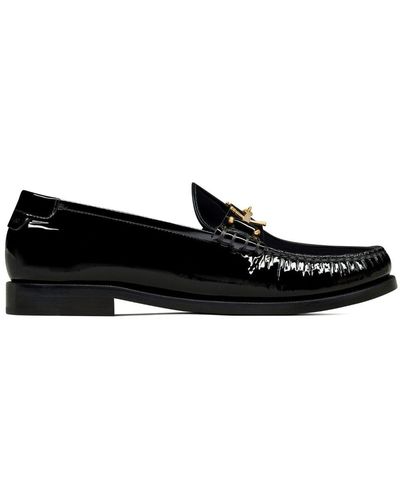 Saint Laurent Le Loafer Loafers Aus Lackleder Mit Verzierung - Schwarz