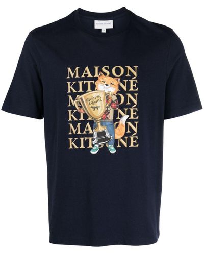 Maison Kitsuné T-shirt Fox Champion en coton - Bleu