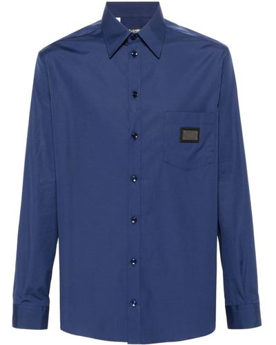 Dolce & Gabbana Camisa con aplique del logo - Azul