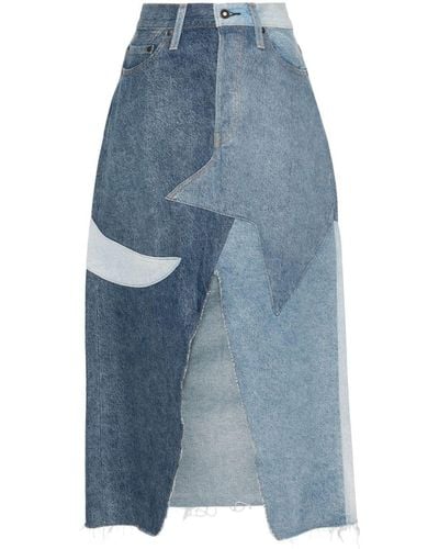Levi's Icon patchwork-design denim skirt - Bleu