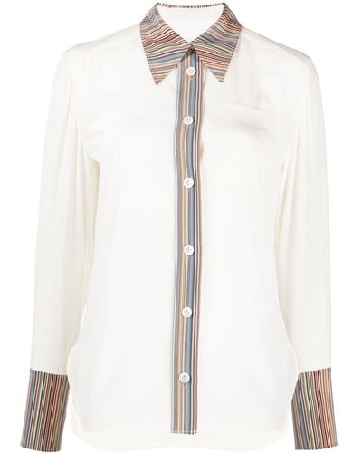 Paul Smith Stripe-trim Silk Shirt - White