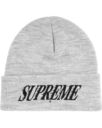 Supreme Logo-embroidered Beanie - Grey