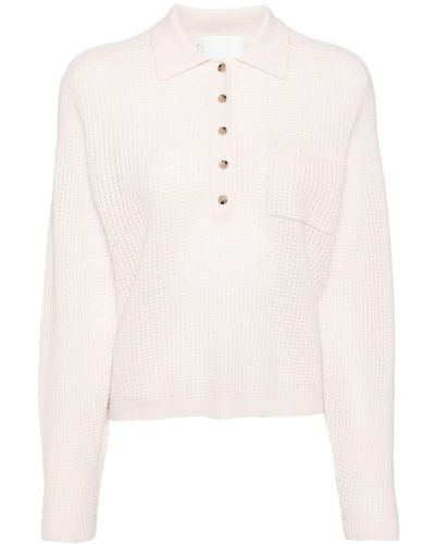 Allude Waffle-knit Polo Jumper - White