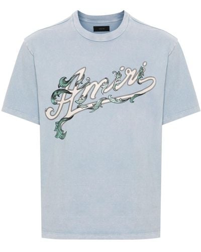 Amiri Logo-print Cotton T-shirt - Blue