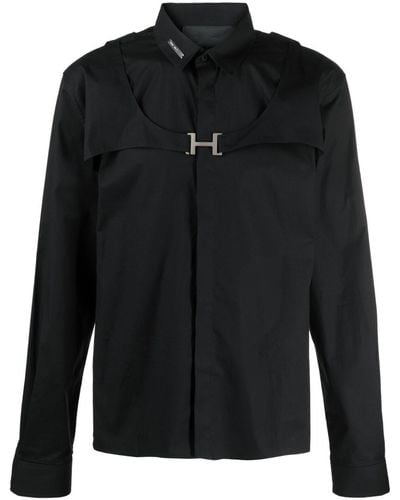 HELIOT EMIL Logo-plaque Long-sleeve Shirt - Black