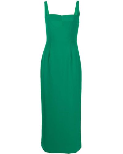 Saloni Rachel-c Square-neck Midi Dress - Green