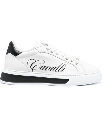 Roberto Cavalli Logo-print Leather Trainers - White