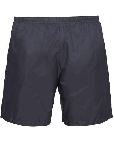 Prada Logo Patch Recycled Nylon Swim Shorts - Blue
