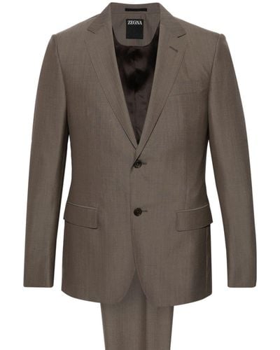 Zegna Single-breasted Wool Suit - Brown