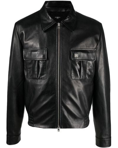 Amiri Leather Blouson Jacket - Black