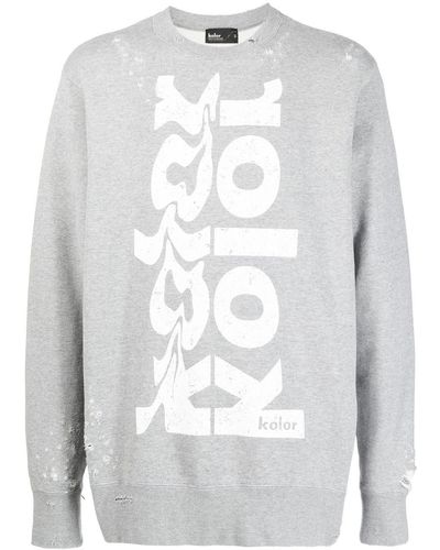 Kolor Logo-print Distressed Sweatshirt - Gray