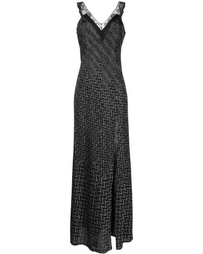 Missoni Zigzag Woven-design V-neck Dress - Black