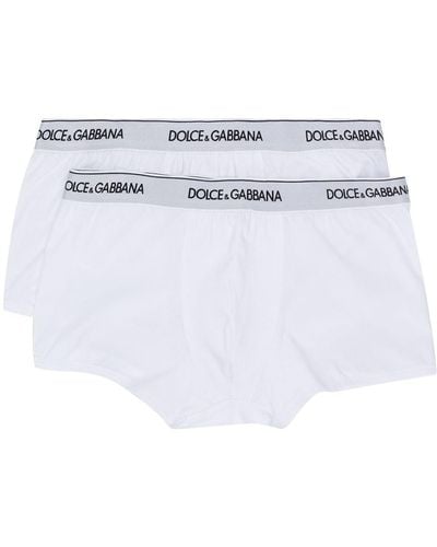 Dolce & Gabbana Boxer à logo brodé - Blanc