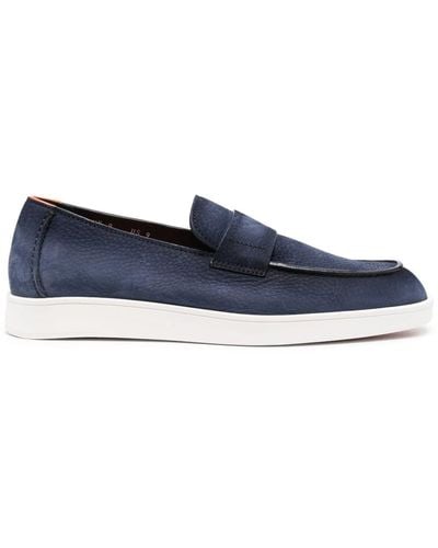 Santoni Slip-on Leather Loafers - Blue