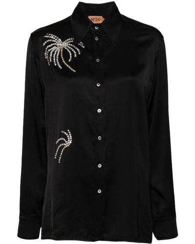 N°21 Bead-embellished Shirt - Black