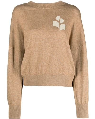 Isabel Marant Marisans Intarsia-logo Sweater - Natural