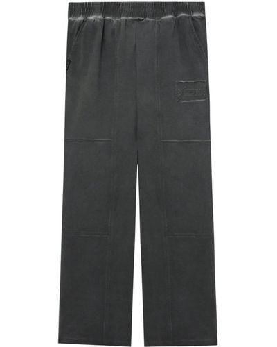 Izzue Logo-embossed Cotton Track Trousers - Grey