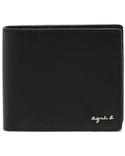 agnès b. Logo-plaque Leather Wallet - Black