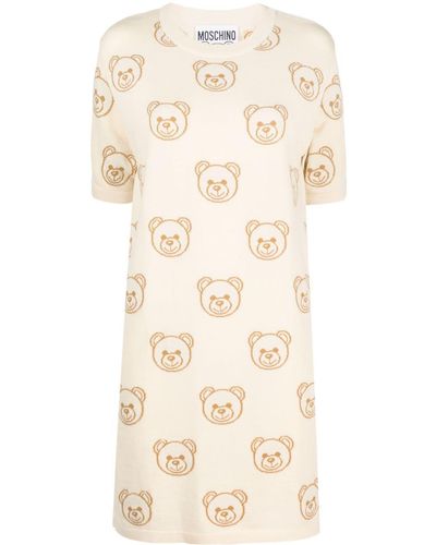 Moschino Toy-bear Motif T-shirt Dress - Natural