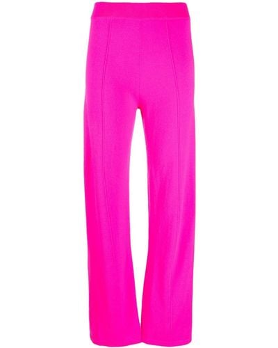 Chinti & Parker Fine-knit Wide-leg Track Pants - Pink
