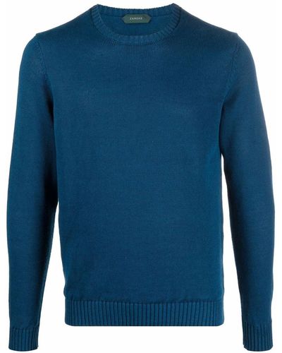 Zanone Crew-neck Sweater - Blue