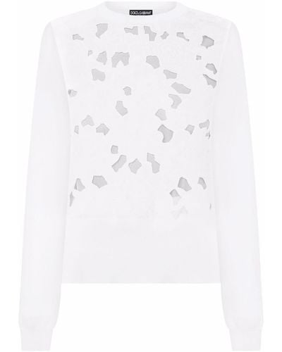 Dolce & Gabbana Pullover mit Durchbruchstickerei - Weiß