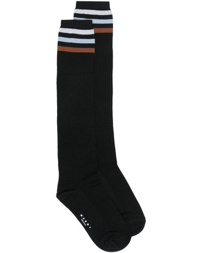 Marni Striped-detail Ribbed Socks - Black