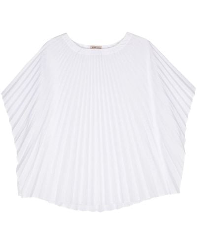 Blanca Vita Plissé Half-sleeved Blouse - White