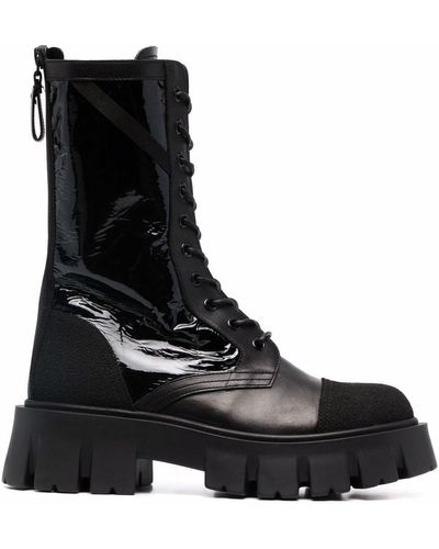 Premiata Lace-up Leather Boots - Black