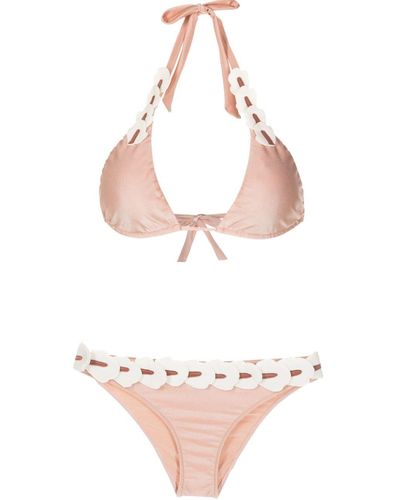 Adriana Degreas Flower-detailing Triangle-shape Bikini - Pink