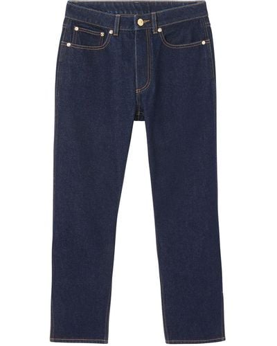 Burberry Jeans crop con monogramma - Blu