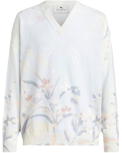 Etro Floral-print Cotton Sweater - White