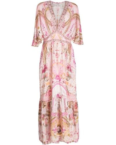 Camilla Abstract-pattern Print Silk Dress - Pink