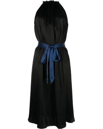 Cynthia Rowley Vestido midi con ribetes en contraste y cuello halter - Negro