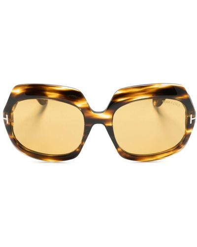 Tom Ford Tortoiseshell-effect Oversize-frame Sunglasses - Natural