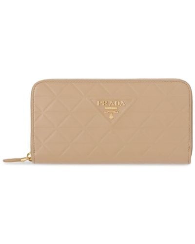 Prada Large Quilted Wallet - Natural