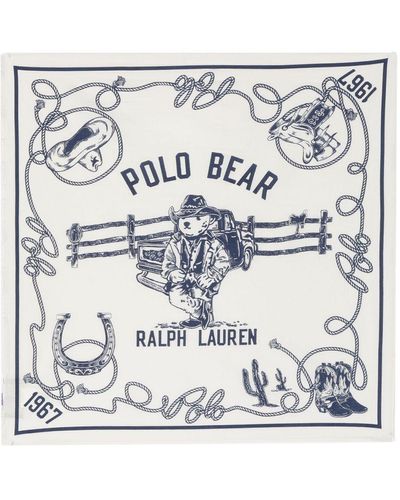 Polo Ralph Lauren Polo Bear-print Cotton Scarf - Metallic