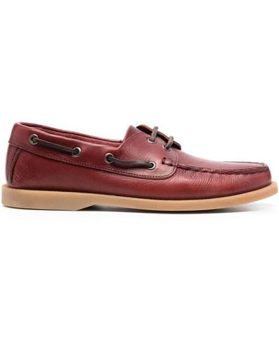 SCAROSSO Joan Leather Boat Shoes - Red