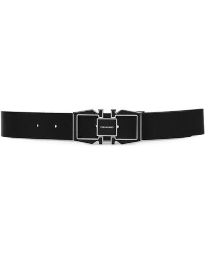 Ferragamo Gancini-buckle revesible leather belt - Schwarz