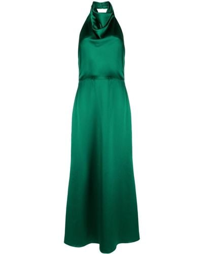 Amsale Cowl Halterneck Satin Gown - Green