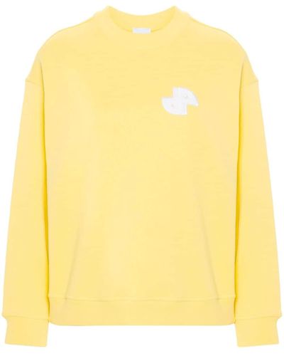 Patou Logo-appliqué Cotton Sweatshirt - Yellow